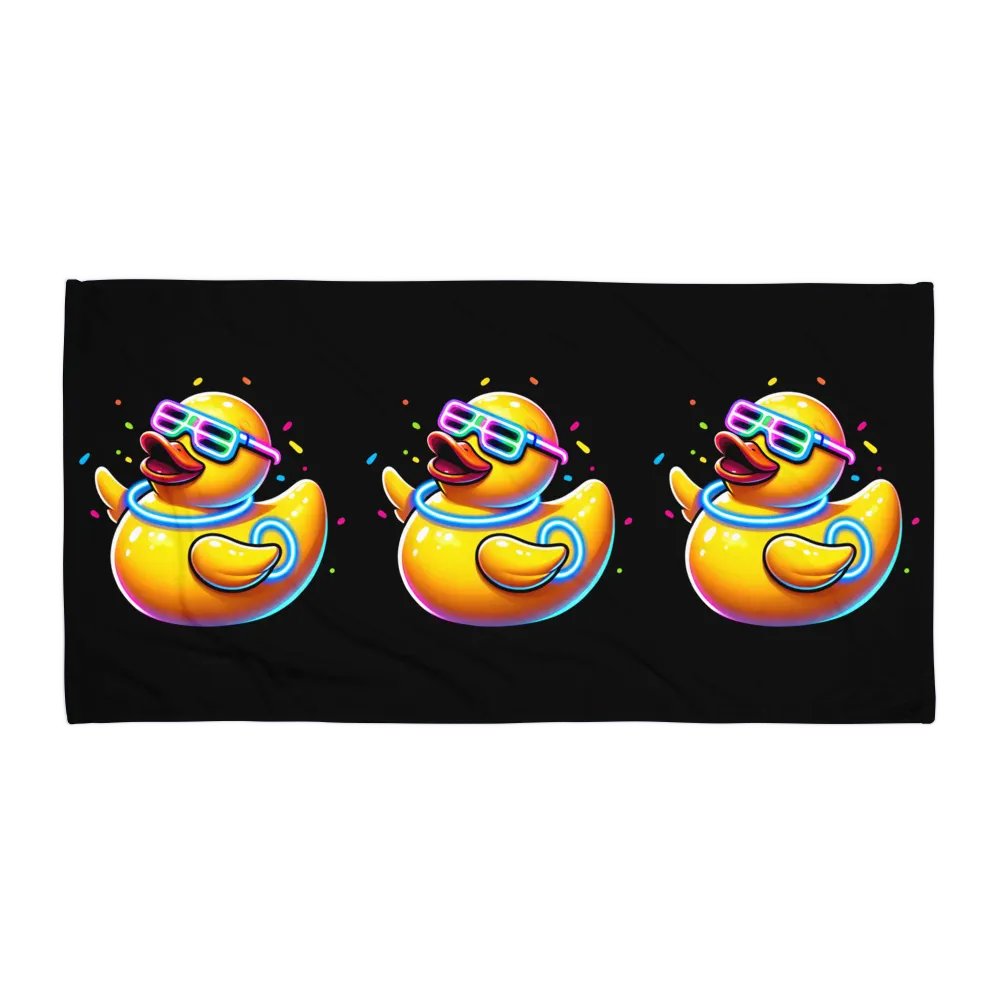Neon Party Rubber Duck Black Towel product image (1)
