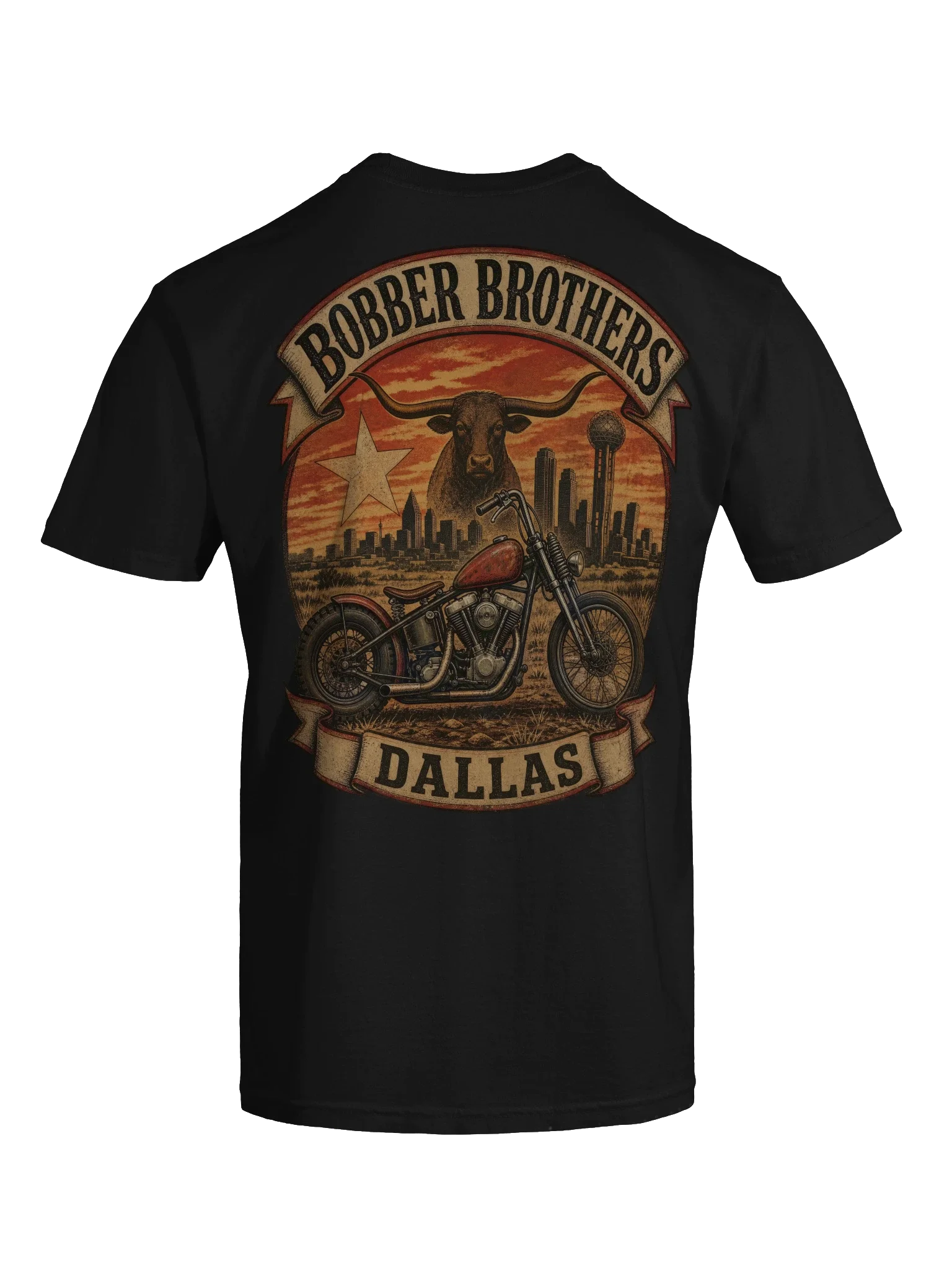 Dallas motorcycle t-shirt design by Bobber Brothers