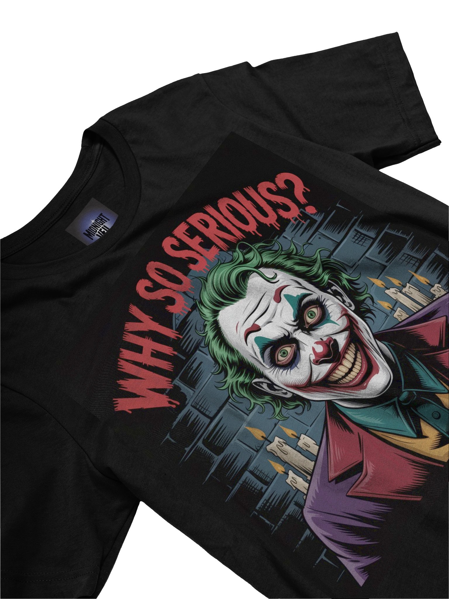 Why So Serious? The Joker's Candlelit Menace Graphic Tee product image (5)