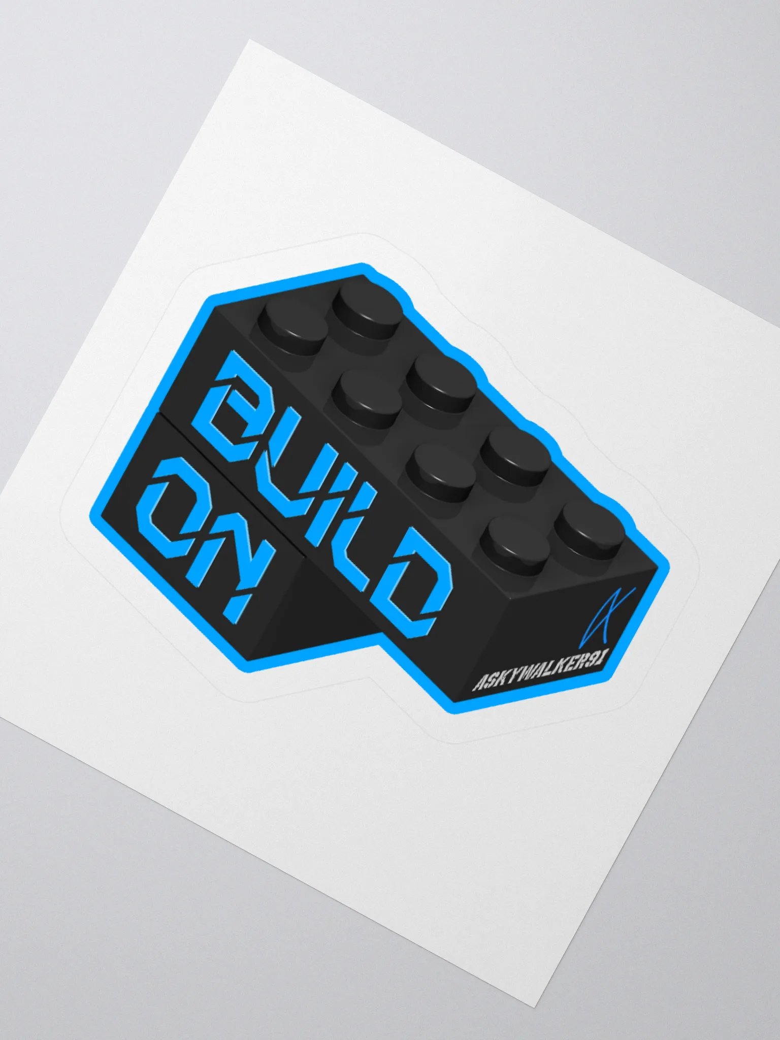 'Build On' Black & Blue Sticker product image (6)