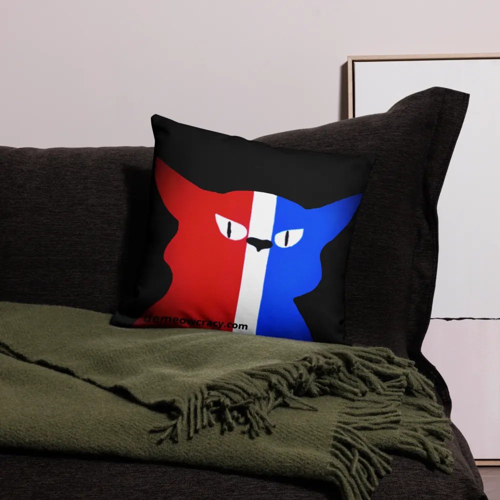 Original Tricolor DeMeowcracy Cat Reversible Pillow Cover - Red, White and Blue product image (4)