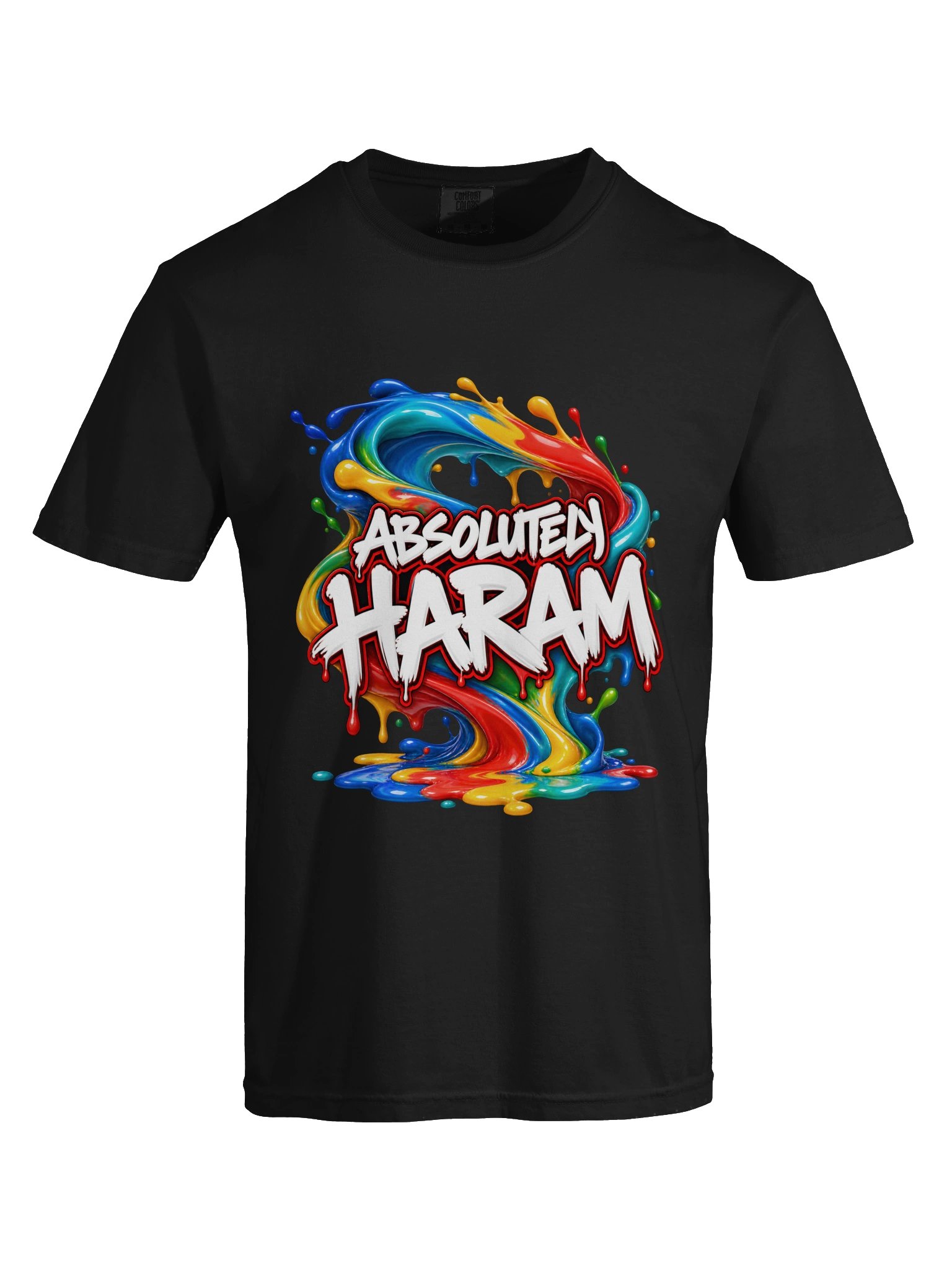 Absolutely Haram Paint Splash Printed Unisex T-Shirt | Colourful Muslim Streetwear Tee product image (35)