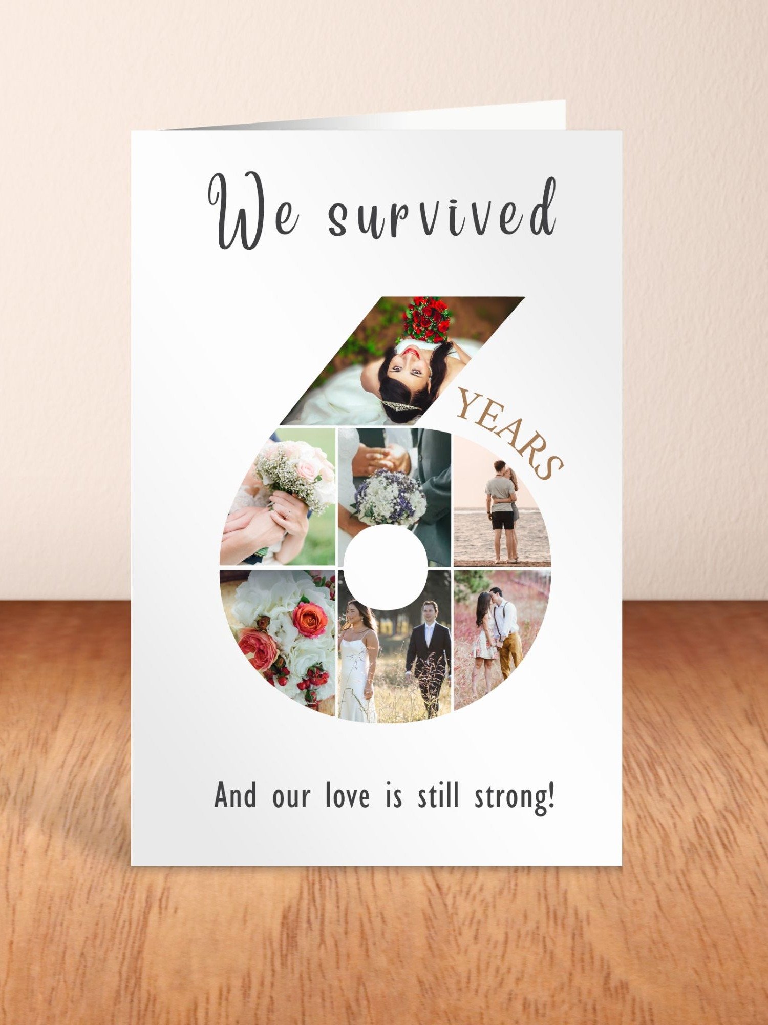 6 Year Anniversary Photo Card Editable Canva Template product image (2)