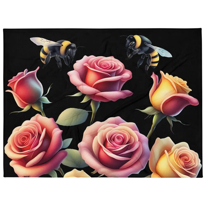 Honey Bees and Roses Graphical Design Throw Blanket product image (1)