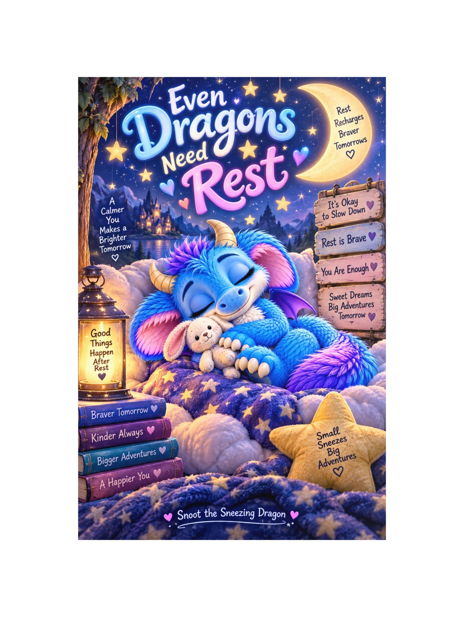 Snoot “Even Dragons Need Rest” 12×18 Bedtime Wall Art Poster product image (4)