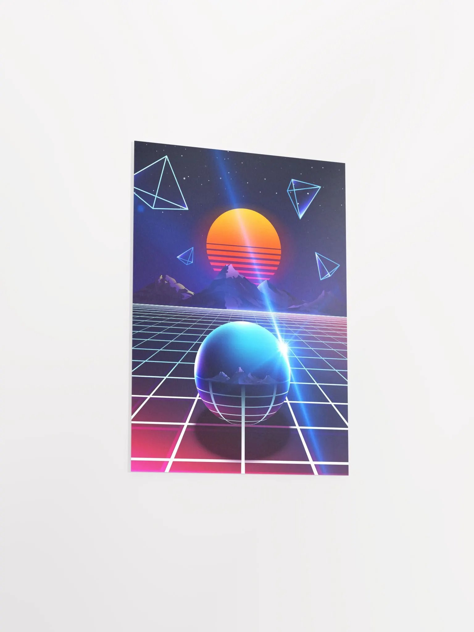 Neon sunset, mountains and sphere [synthwave/vaporwave/cyberpunk] — aesthetic art print product image (8)