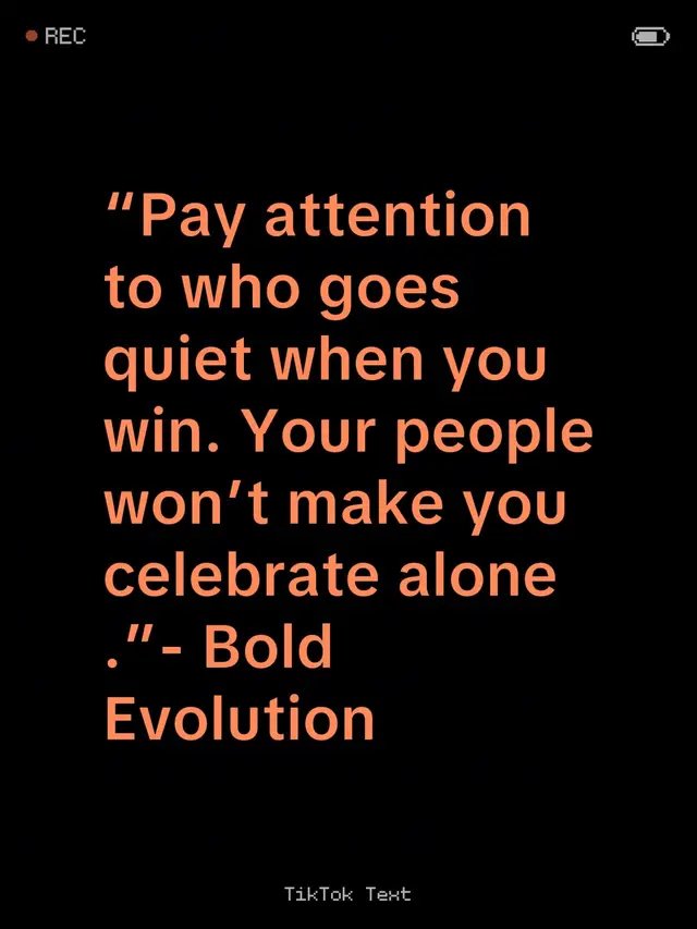 “Pay attention to who goes quiet when you win. Your people won’t make you celebrate alone.”- Bold Evolution Growth has a way of revealing what loyalty couldn’t. The right people won’t need you to stay small to keep them comfortable. They’ll be proud of you—even when your win has nothing to do with them. 💛 #BoldEvolutionAgency #CreatorGrowth @Bold Evolution UK 
