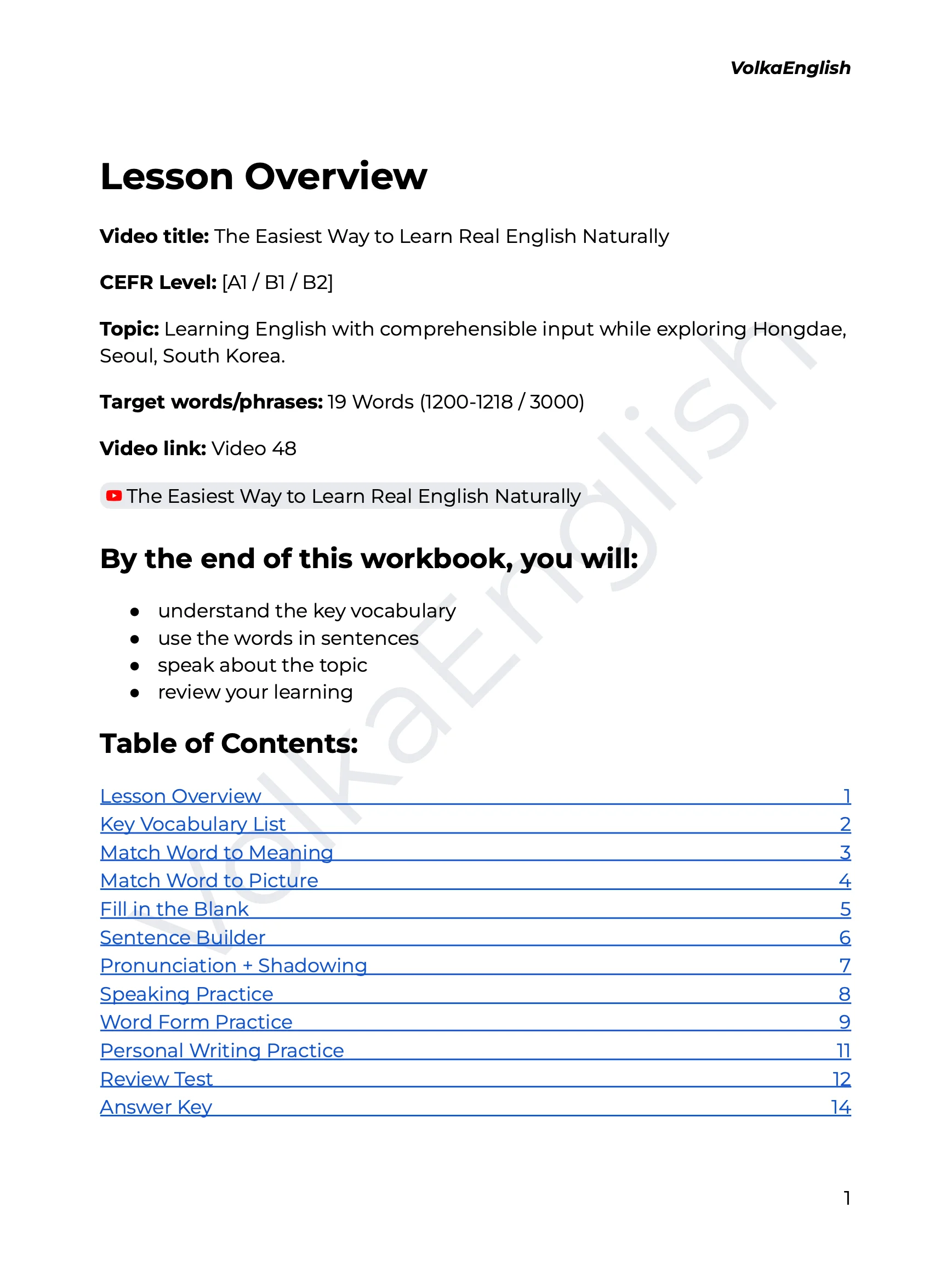 The Easiest Way to Learn Real English Naturally - Video 48 Study Pack product image (2)