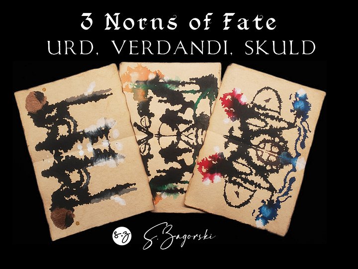 Set of 3 Norn's | Past, Present & Future | Inkblot Paper Scrolls product image (1)