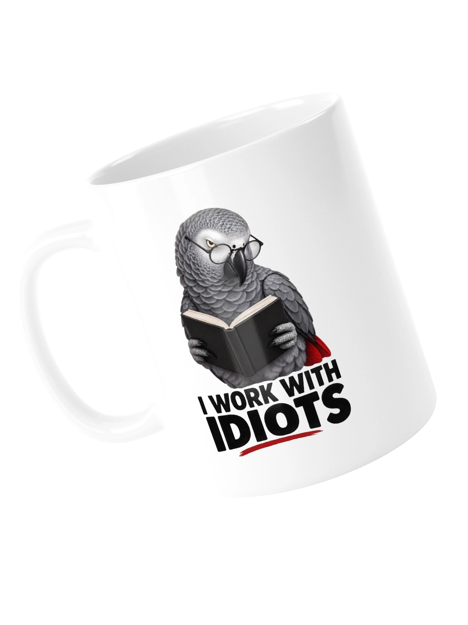I Work With Idiots – Funny Parrot Mug product image (5)