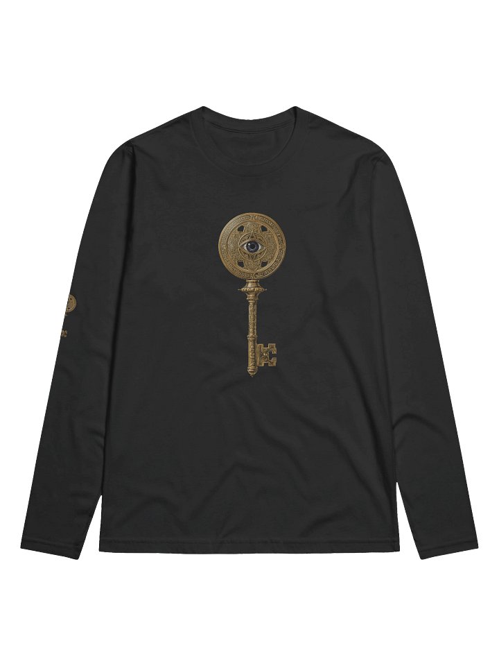 The Gatekeeper’s Key – Black Sigil Line Edition (Front + Right Sleeve Print) | Premium Fitted Long Sleeve product image (1)