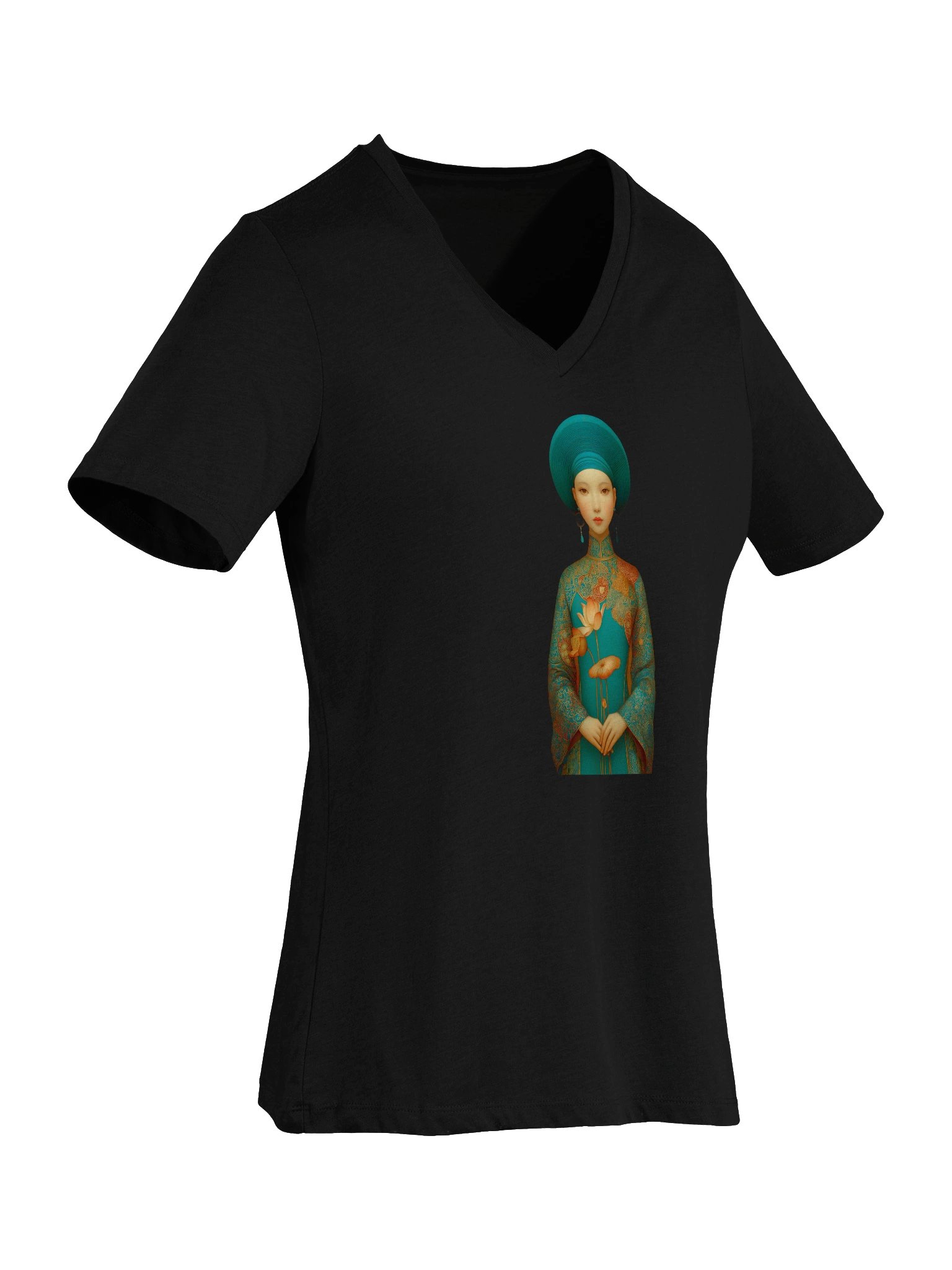 Teal Muse Portrait V-Neck Tee product image (7)