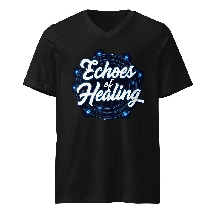 Glowing Script V-Neck Tee: Echoes of Healing product image (1)