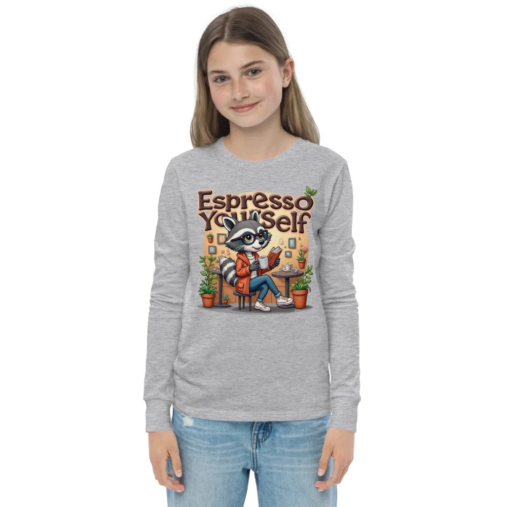Espresso Raccoon Youth Long Sleeve Tee product image (4)