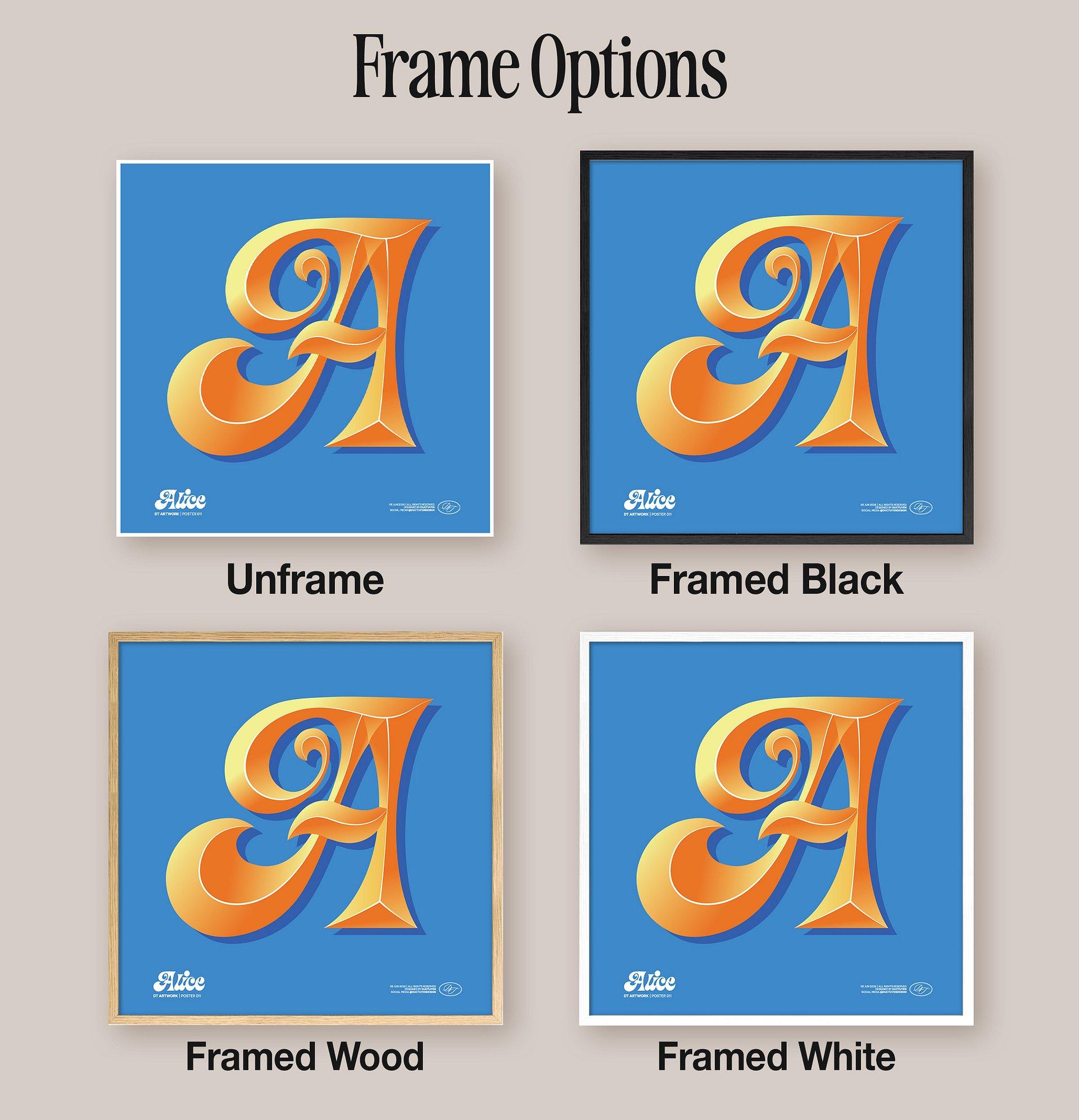Custom Retro Name Letter Art Print product image (3)