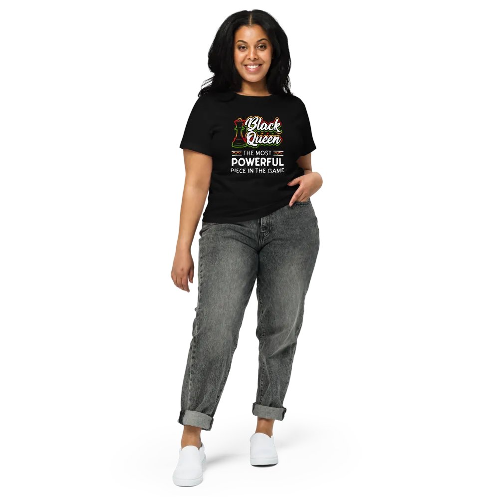 Black Queen High-Waisted Tee – Women’s chess-themed Rasta apparel product image (2)