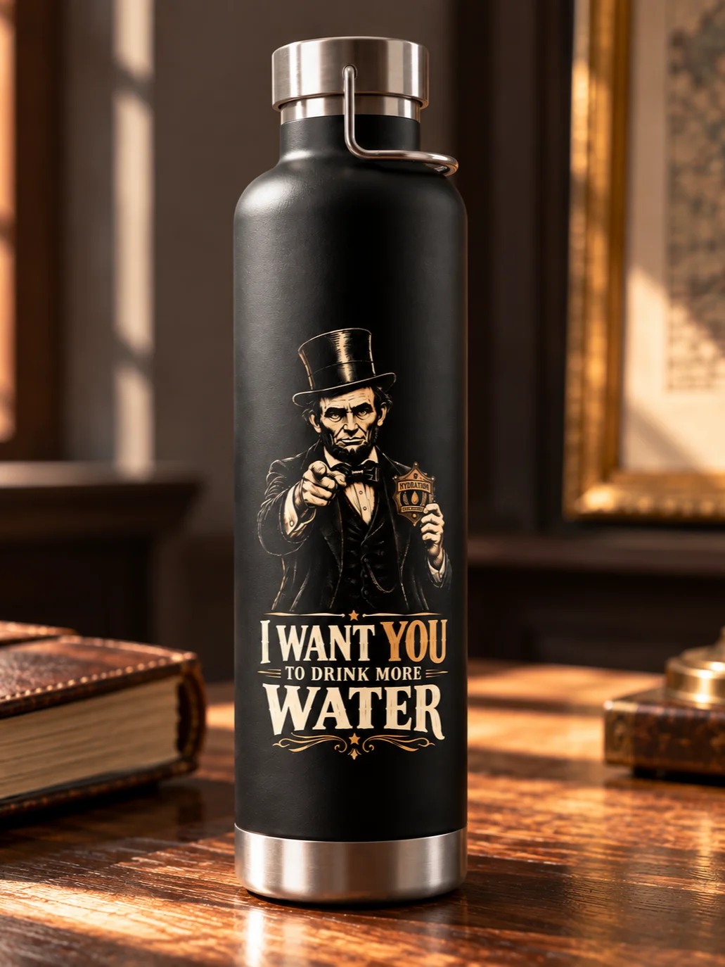 Abraham Lincoln “I Want You to Drink More Water” Water Bottle product image (2)
