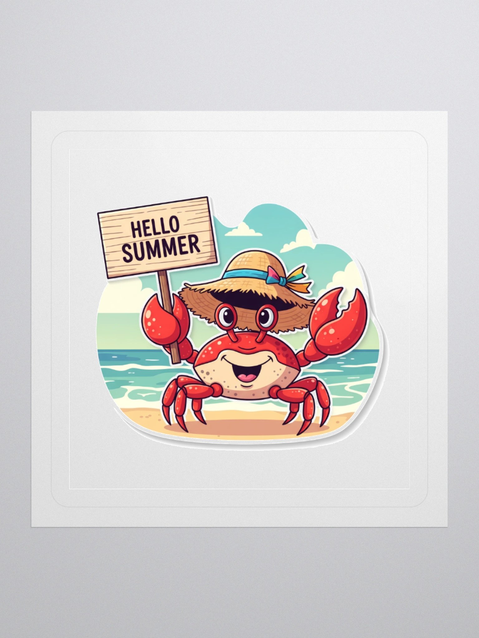 Hello Summer Crab Kiss Cut Stickers product image (1)
