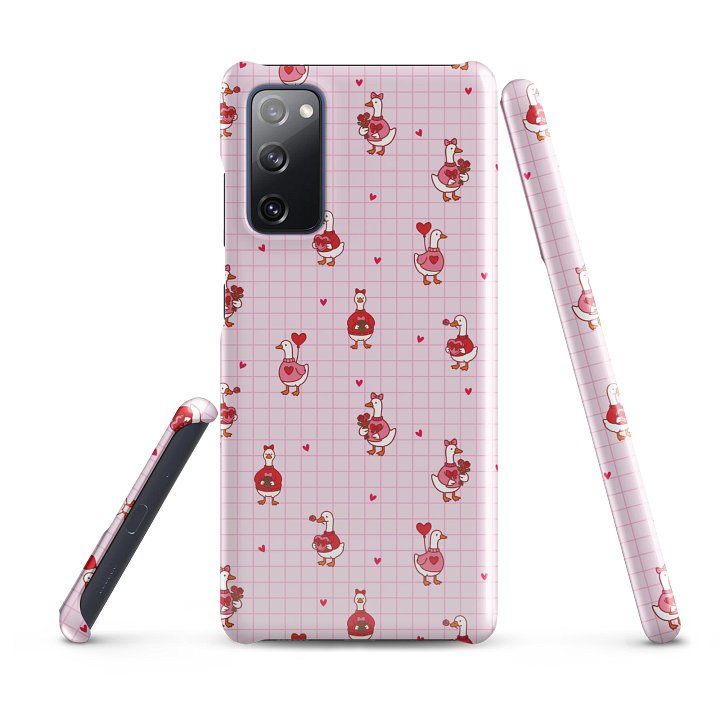 Pink Coquette Valentine Goose Samsung® Snap 20 Plus, FE, 20 Ultra, 20, 21 FE, 21, 21 Plus, 21 Ultra, 22, 22 Plus, 22 Ultra, 23, 23 Ultra, 23 Plus, 24 Plus, 24, 24 Ultra, 25 Plus, 25 Ultra, 25 Cases. product image (1)