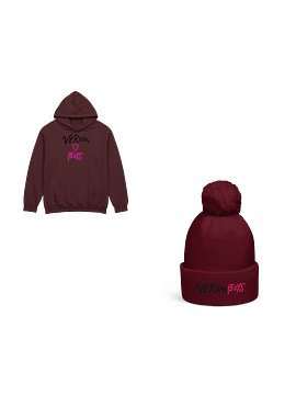 Verum Boys Beanie and Hoodie Bundle - Black/Pink