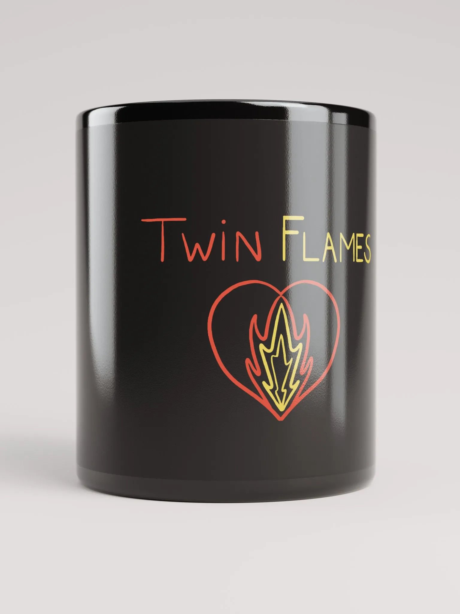 'Twin Flame Fire' Black Glossy Mug product image (5)