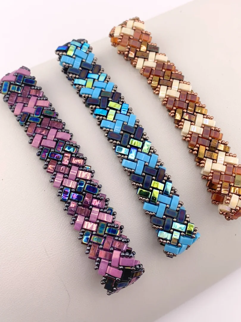 Beading Pattern - Half Tila Herringbone Bangle Bracelet product image (6)