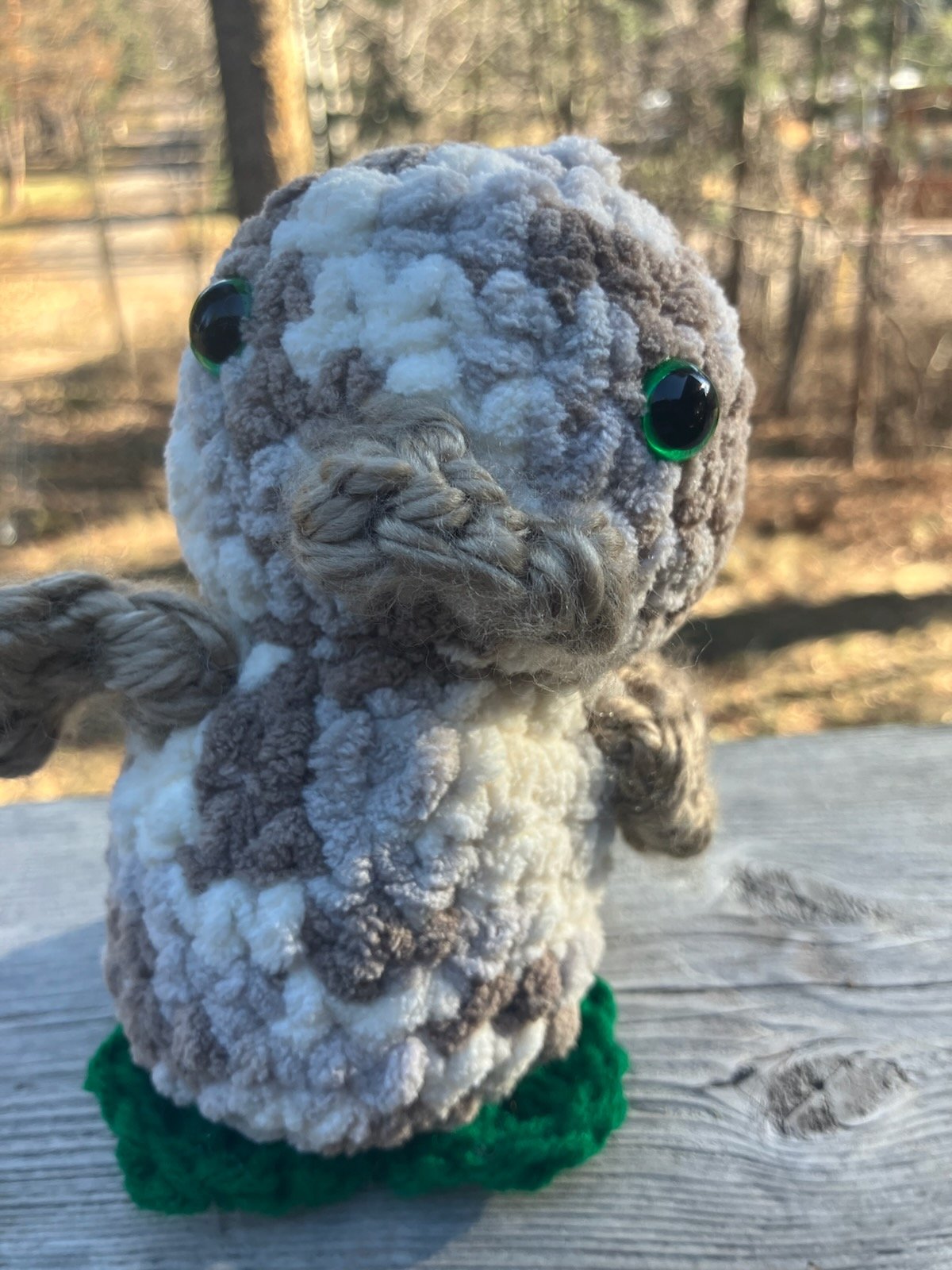 Hand-Crocheted Standing Bird - Earthy Variegated Browns & Beige product image (3)