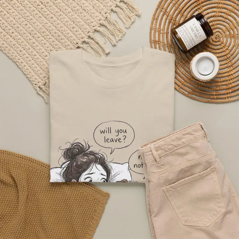 girl and puppy illustration Tee | comic speech bubble "no, I'm not human" product image (112)