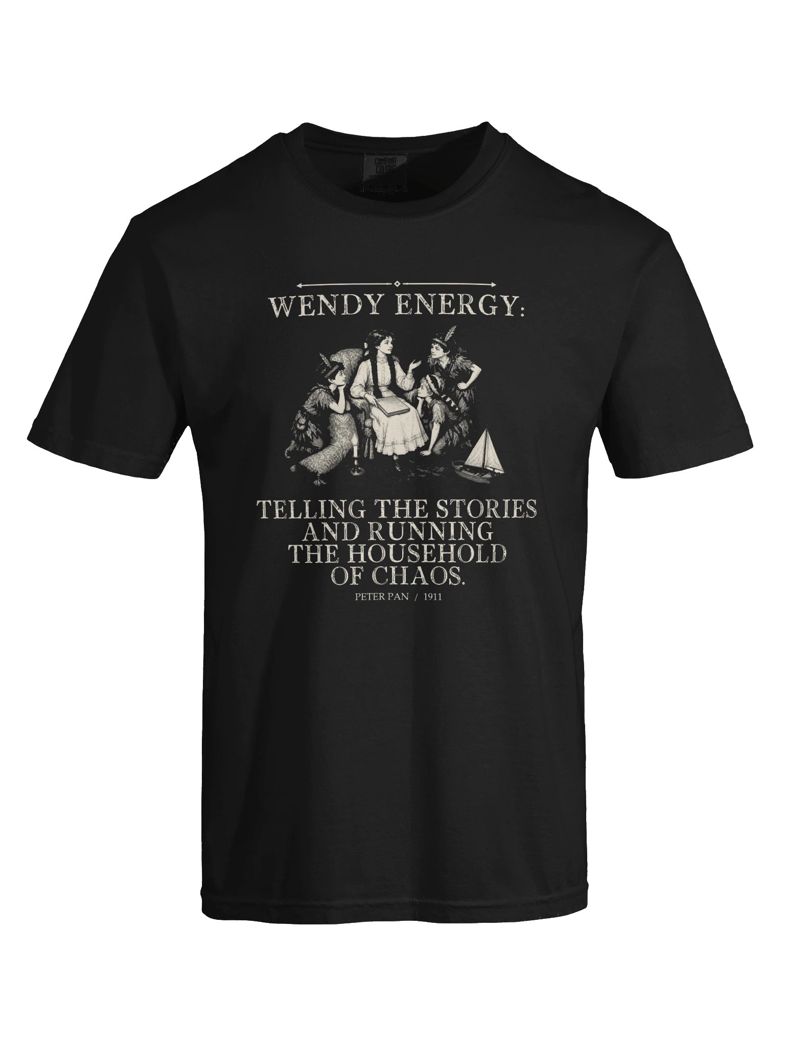 Wendy Energy Telling Stories Running Household Chaos -- Peter Pan Tee (Dark) product image (25)