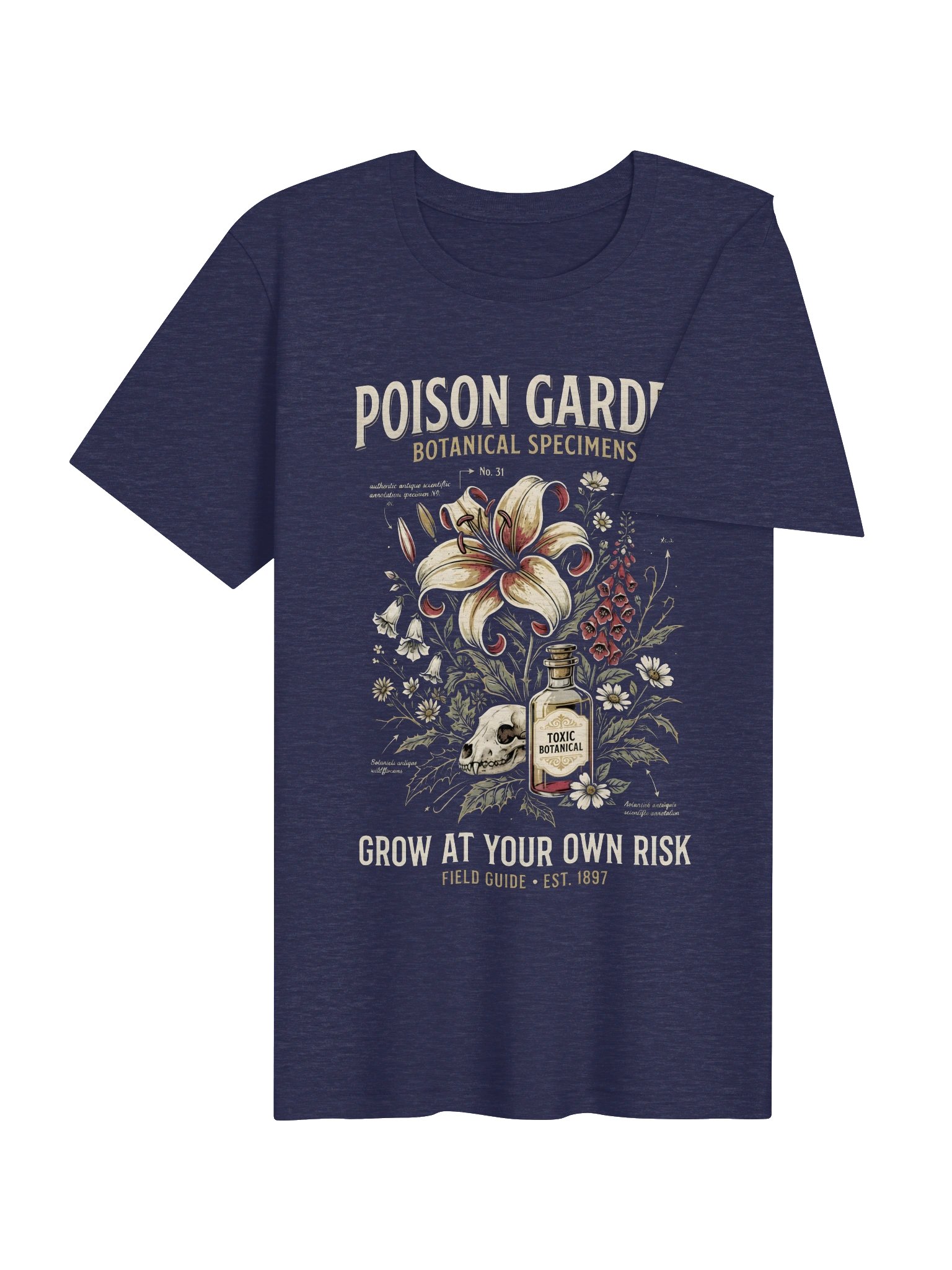 Poison Garden T-Shirt – Vintage Botanical Skull Graphic Tee, Gothic Poison Plant Shirt, Dark Academia Nature Apparel product image (54)