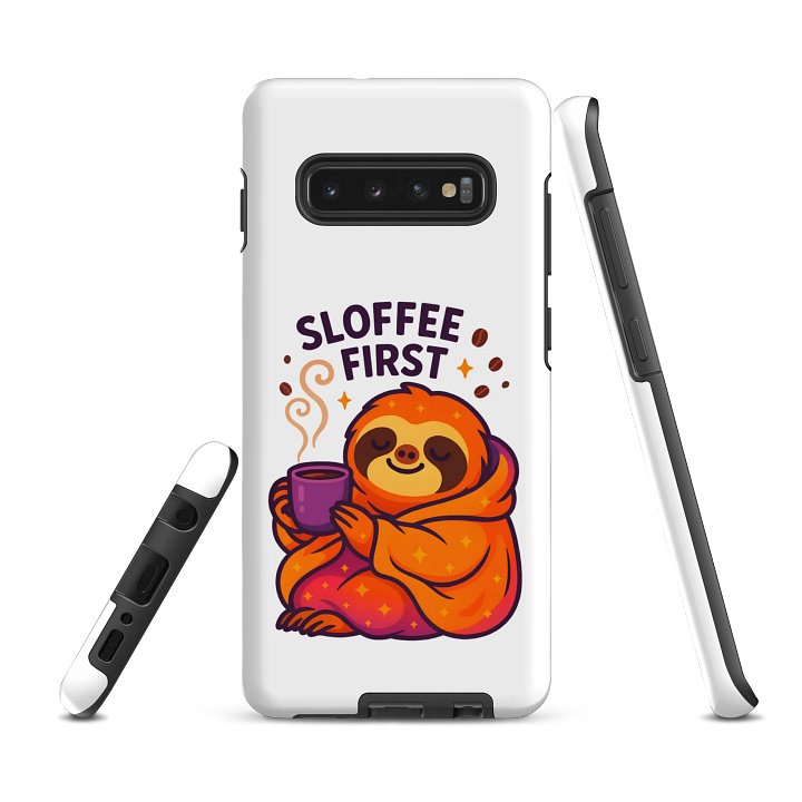 Sloffee First – Funny Sloth Samsung Case | Coffee Lover Tough Phone Case – Sloths Having Snacks Collection product image (2)