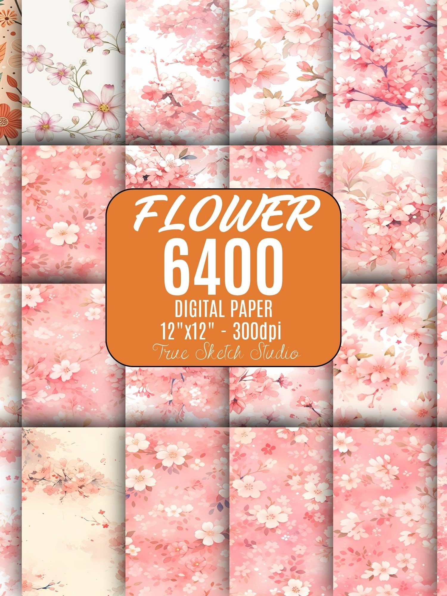6400 Floral Digital Paper Bundle, Flower Pattern Mega Pack product image (6)