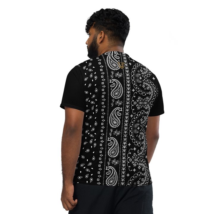 Lafate Store Designer Print Shirt Black Vertical Paisley product image (1)