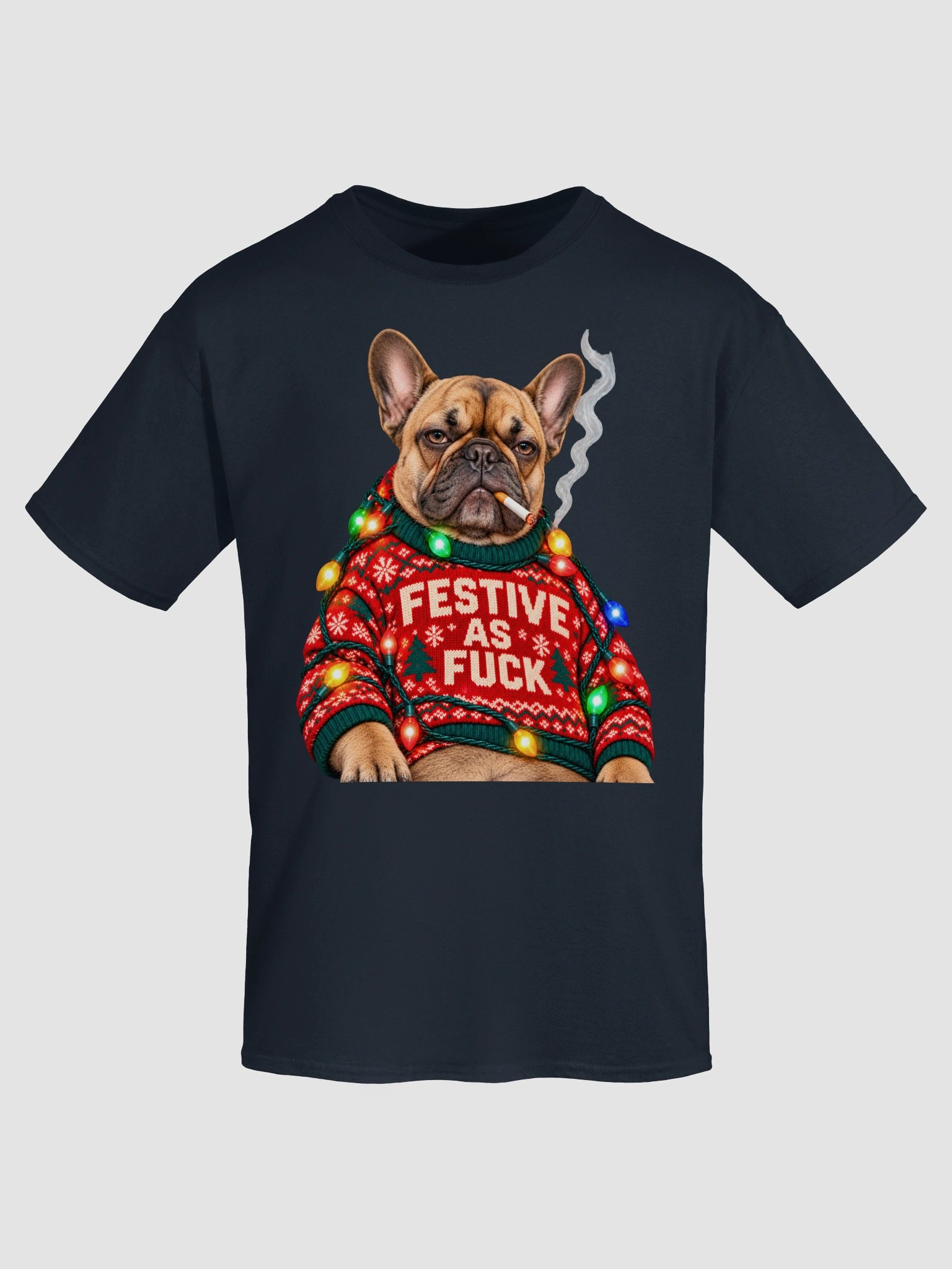Festive AF French Bulldog Shirt - Funny Ugly Christmas Sweater Frenchie Dog T-Shirt product image (4)