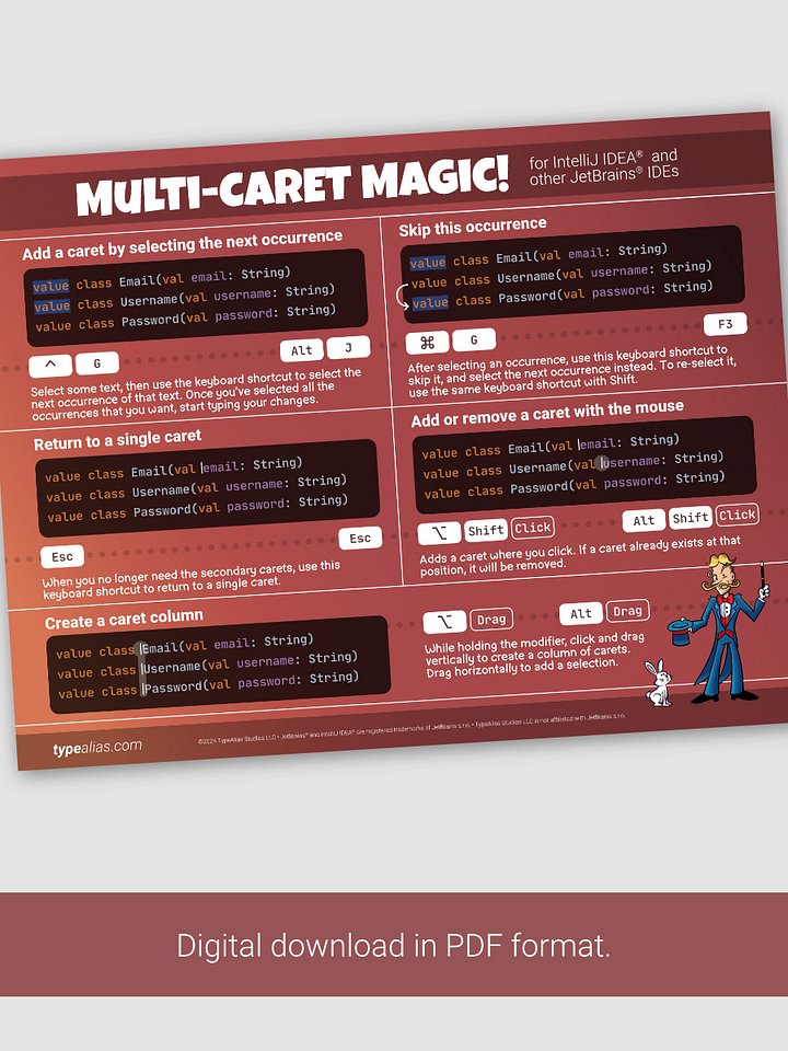 IDE Cheat Sheet - Multi-Caret Magic - Digital Download (PDF) product image (1)