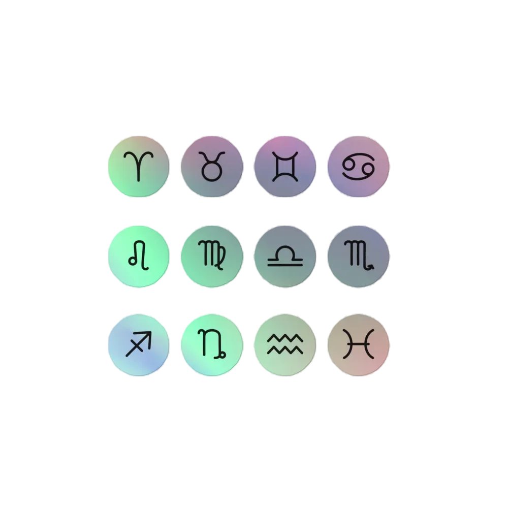 Zodiac Symbols (circle style) - Holographic Sticker Set product image (4)