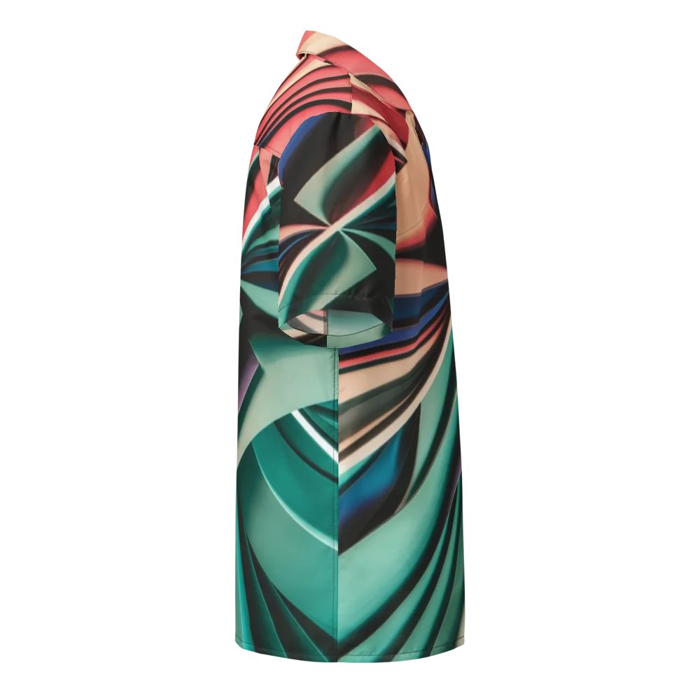 Graphic Grove Abstract Geometric Unisex Hawaiian Shirt - Vibrant Teal & Multi-Colour Design product image (4)