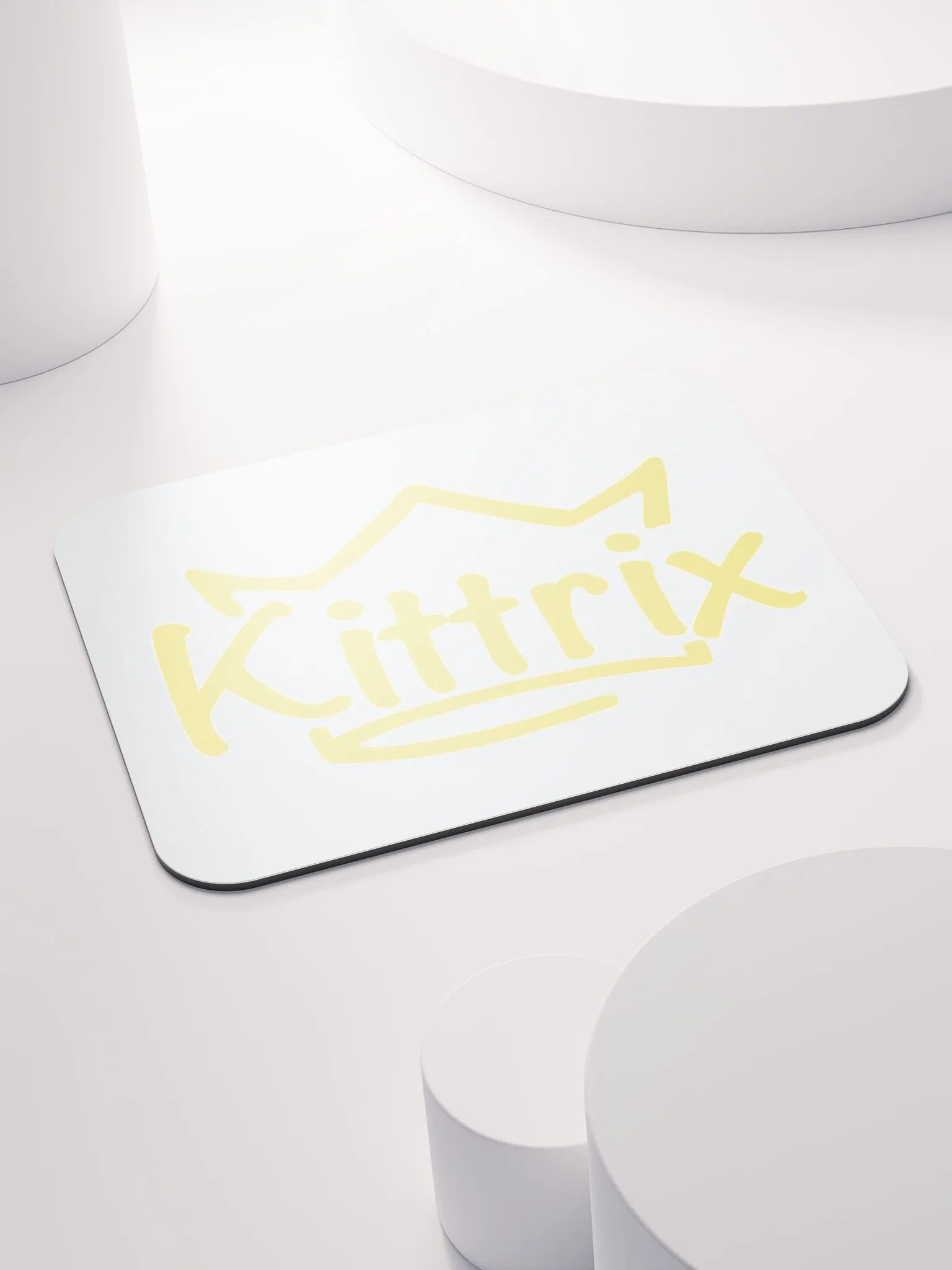White & Gold Kittrix Mouse Pad product image (4)