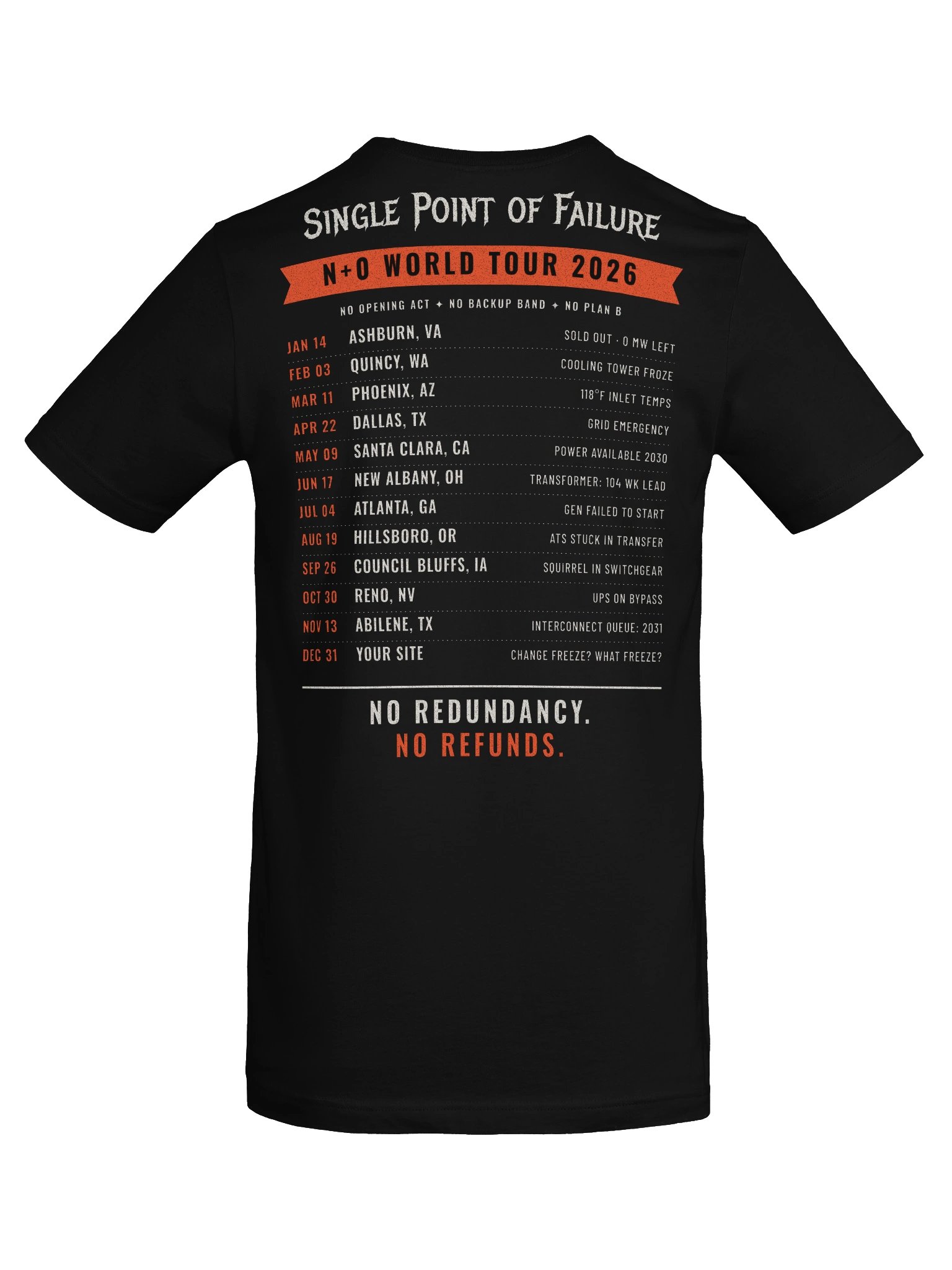 Single Point of Failure: N+0 World Tour - Men's/Unisex Tee product image (6)