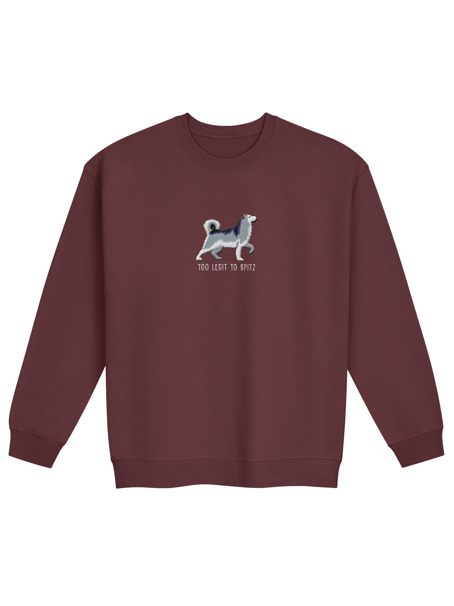 Too Legit to Spitz Sweatshirt (Embroidered) of an Alaskan Malamute(Gray & White) product image (4)