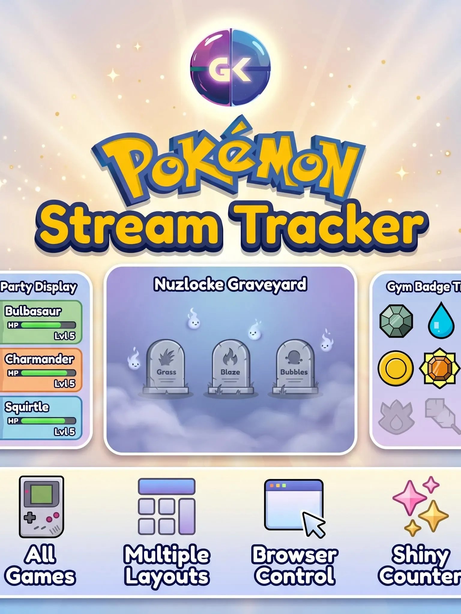 Pokémon Live Run Tracker for OBS | Team, Badges, Shiny Counter & Nuzlocke | All Games product image (1)