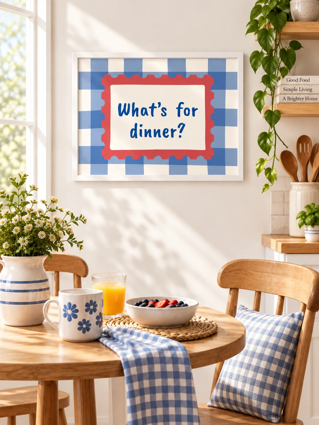What's For Dinner Kitchen Wall Art | Retro Checkerboard Typography product image (8)