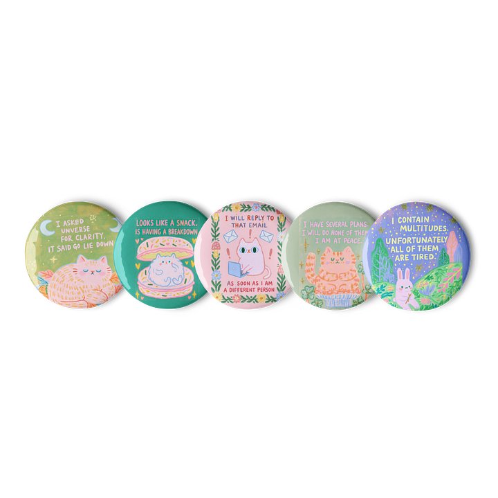 Go Lie Down Cat Pin Button Set product image (1)