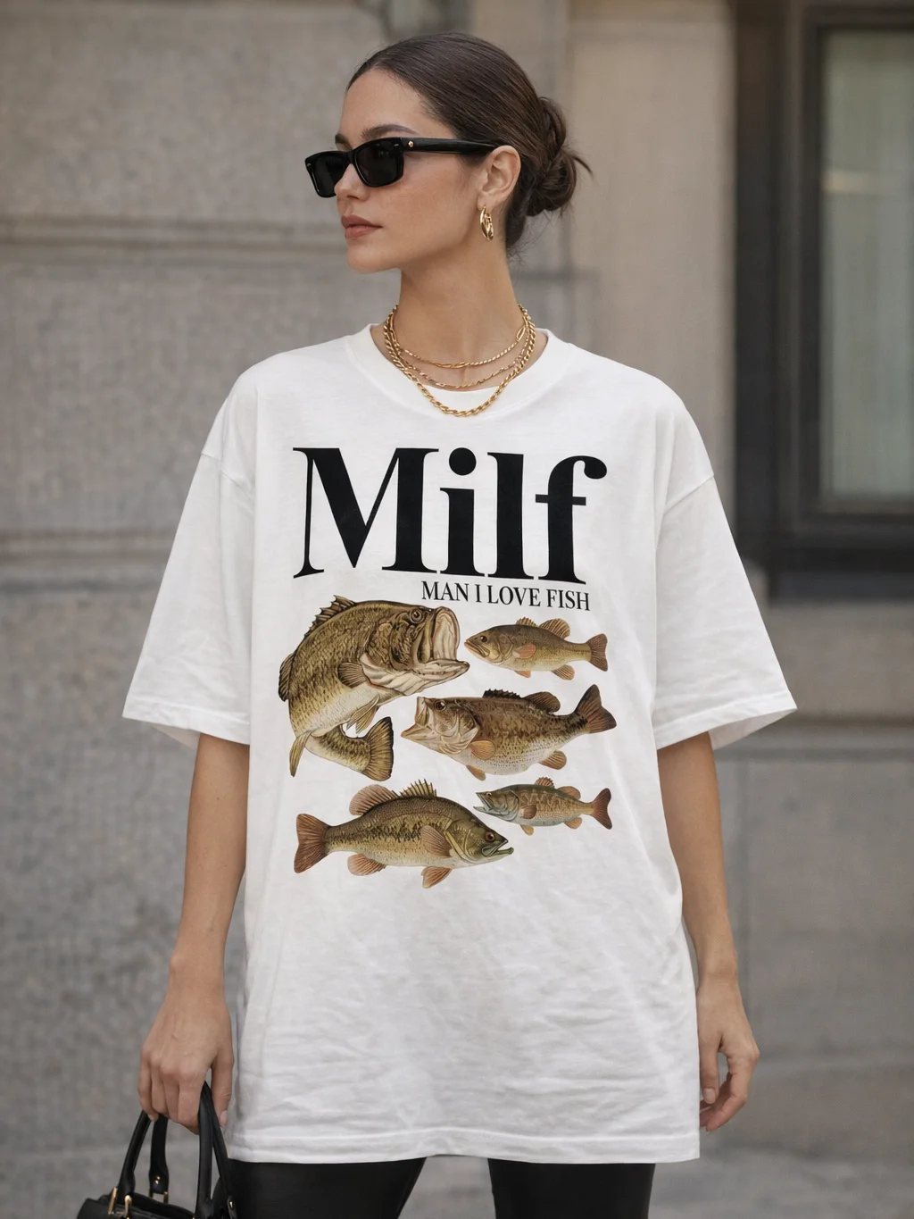 Funny Women's T-Shirt | MILF Man I Love Fish Graphic Tee | Novelty Fishing Shirt Gift for Her product image (2)
