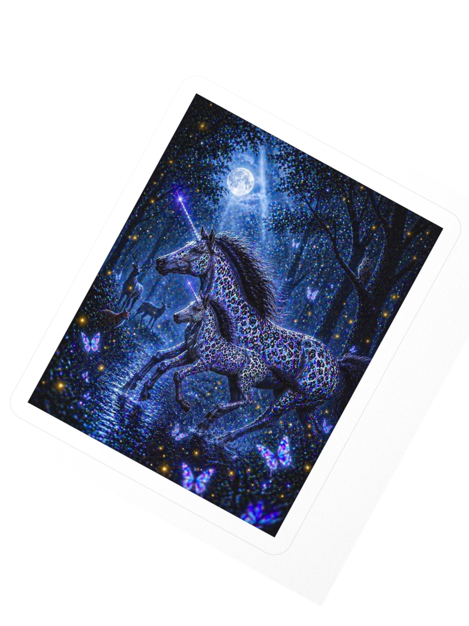 Moonlit Leopard Unicorns Kiss Cut Sticker product image (2)