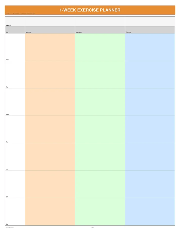 1 Week Exercise Planner product image (1)