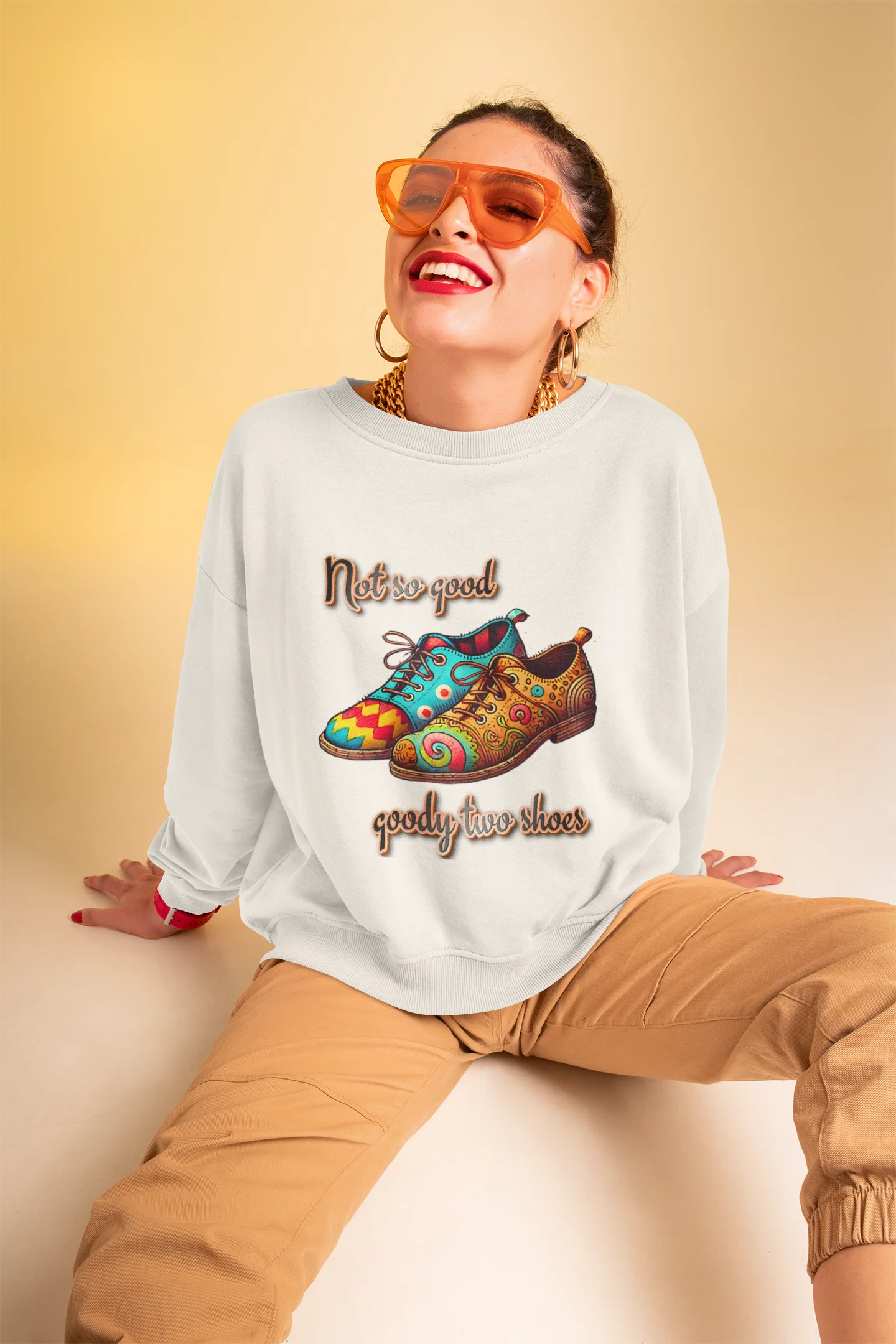 Retro Mismatched Sneakers - 'Not So Good, Goody Two Shoes' Graphic Tee product image (1)