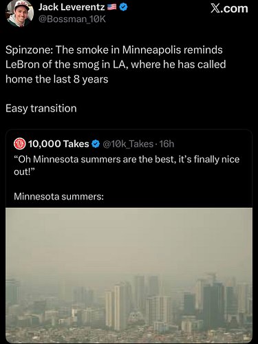 Is the smoke in the Twin Cities going to help the Timberwolves land LeBron James? 🧐🧐🧐

#minnesotatimberwolves #nbamemes #minn...