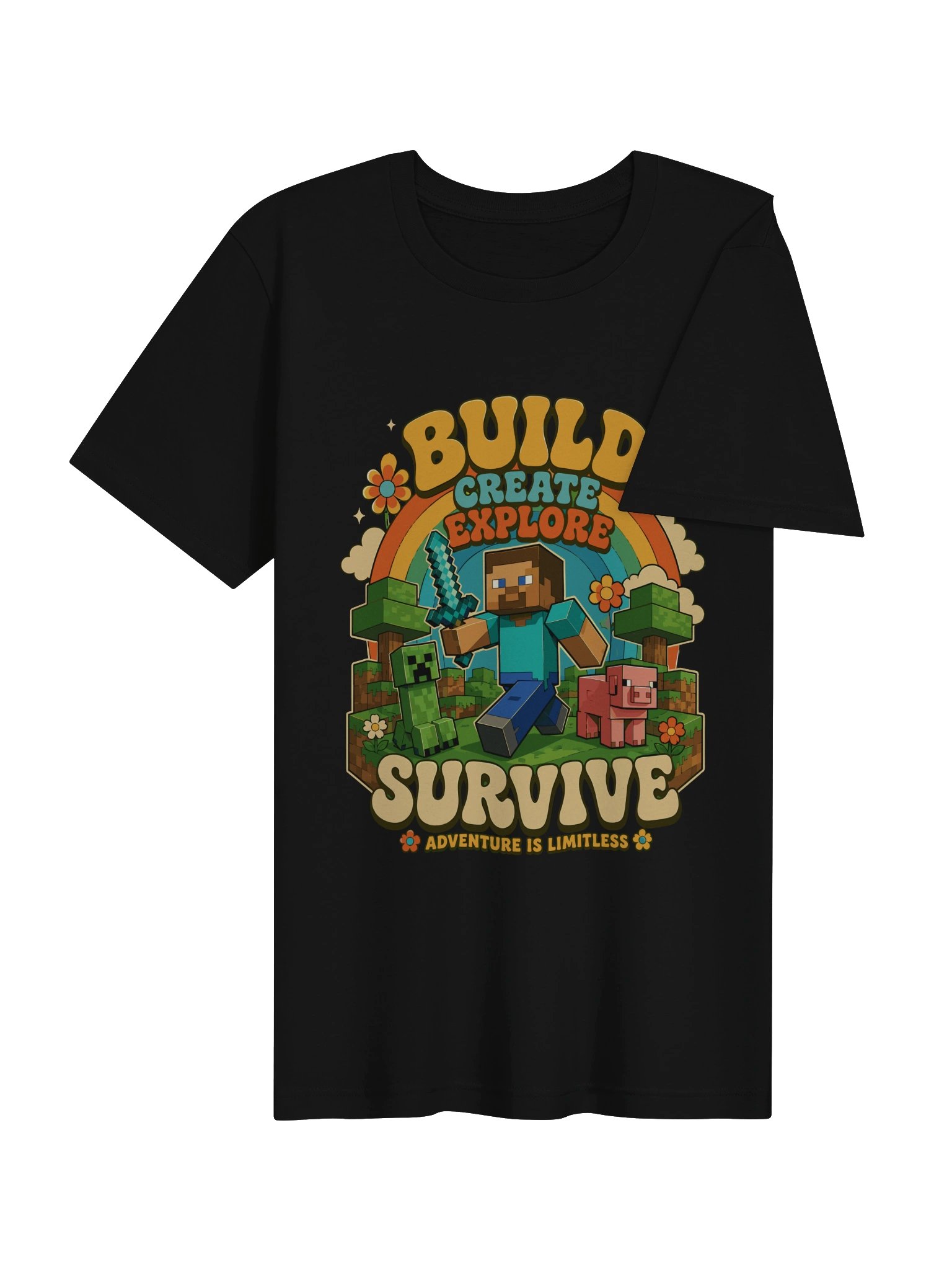 Build Create Explore Survive gaming fans Tee product image (4)