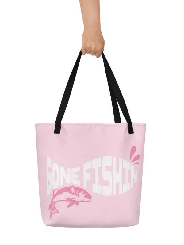 Gone Fishin' All-Over Pink Tote Bag product image (4)